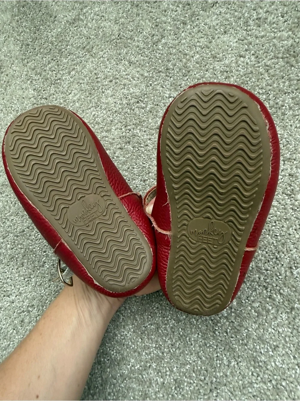 Monkey Feet Leather Classic Red T-Strap Kids Shoes 18-24 Months